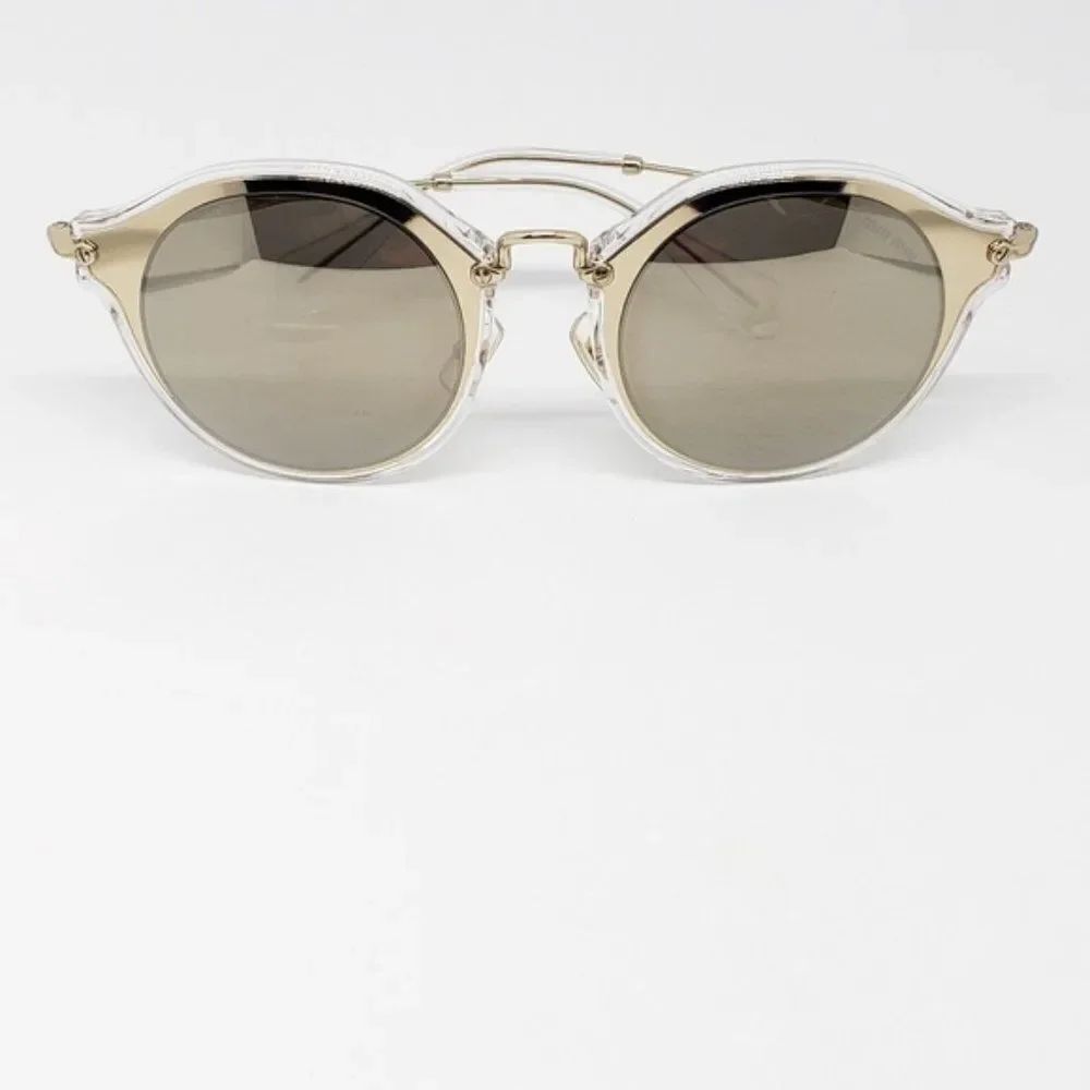 Miu Miu Round Metal Sunglasses Frame Gold